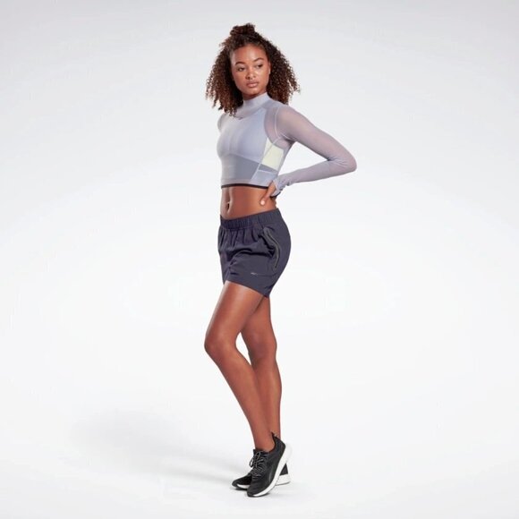 NWT Reebok lilac mesh sheer cropped slim fit running top - Picture 4 of 6